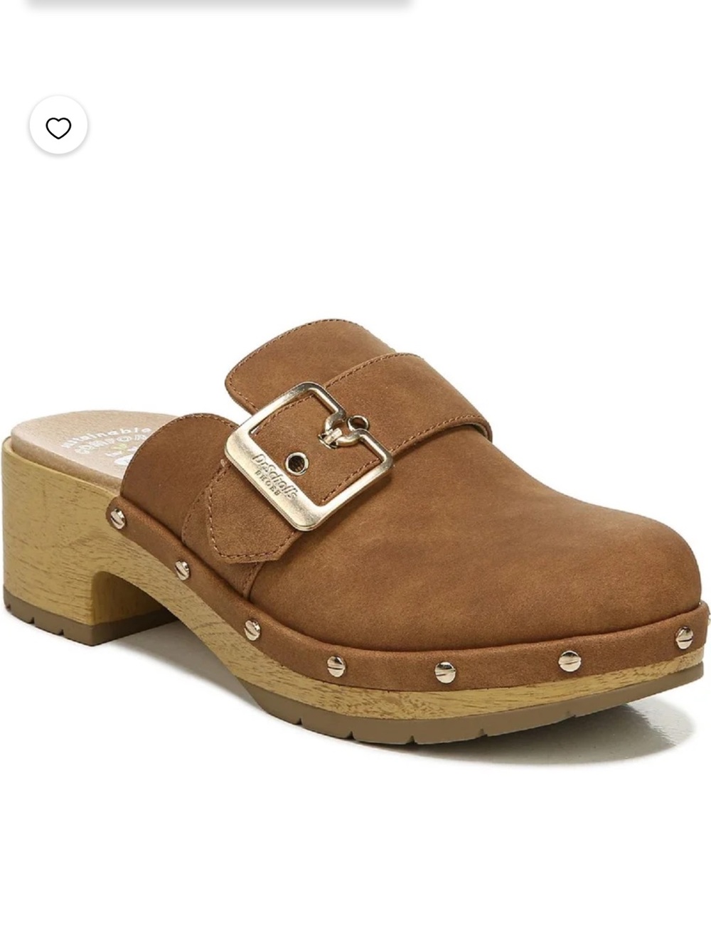 Dr. Scholl's Tan Suede Clog Mule with Buckle & Studs